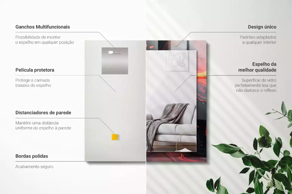 Rechthoekige spiegel met bedrukte lijst Abstracte Lava