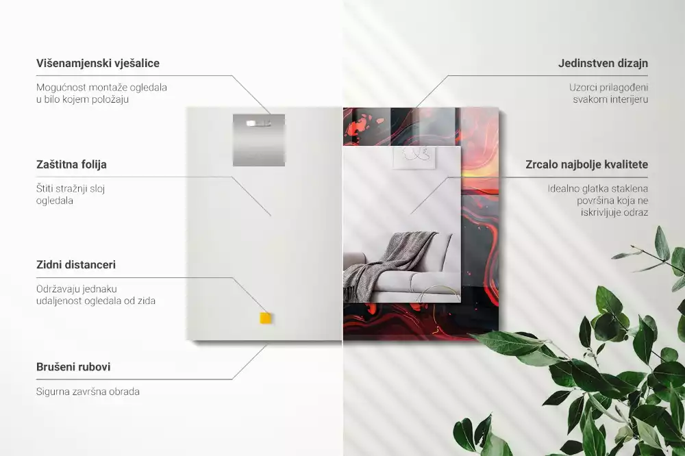 Rechthoekige spiegel met bedrukte lijst Abstracte Lava