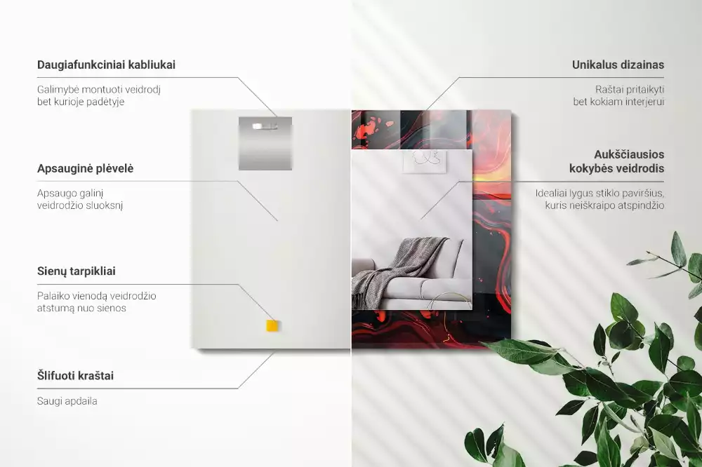 Rechthoekige spiegel met bedrukte lijst Abstracte Lava