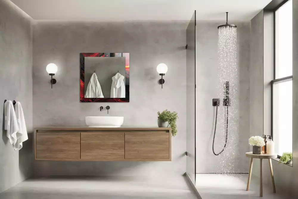 Rechthoekige spiegel met bedrukte lijst Abstracte Lava