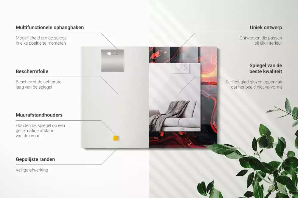 Rechthoekige spiegel met bedrukte lijst Abstracte Lava