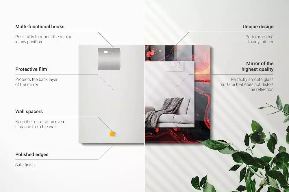 Rechthoekige spiegel met bedrukte lijst Abstracte Lava