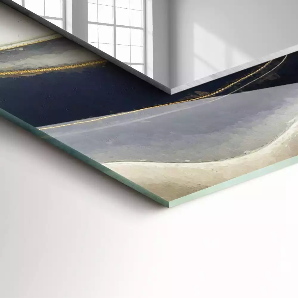 Rechthoekige spiegel met decoratie Abstracte kleurgolven