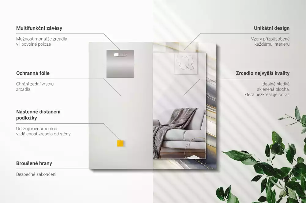 Rechthoekige spiegel met decoratie Abstracte kleurgolven