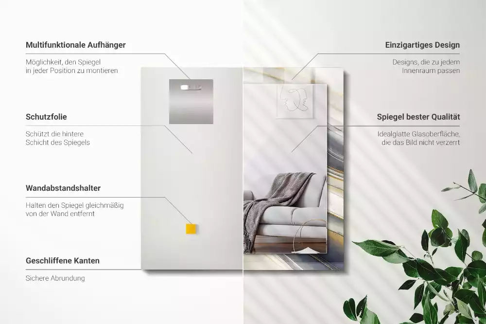 Rechthoekige spiegel met decoratie Abstracte kleurgolven