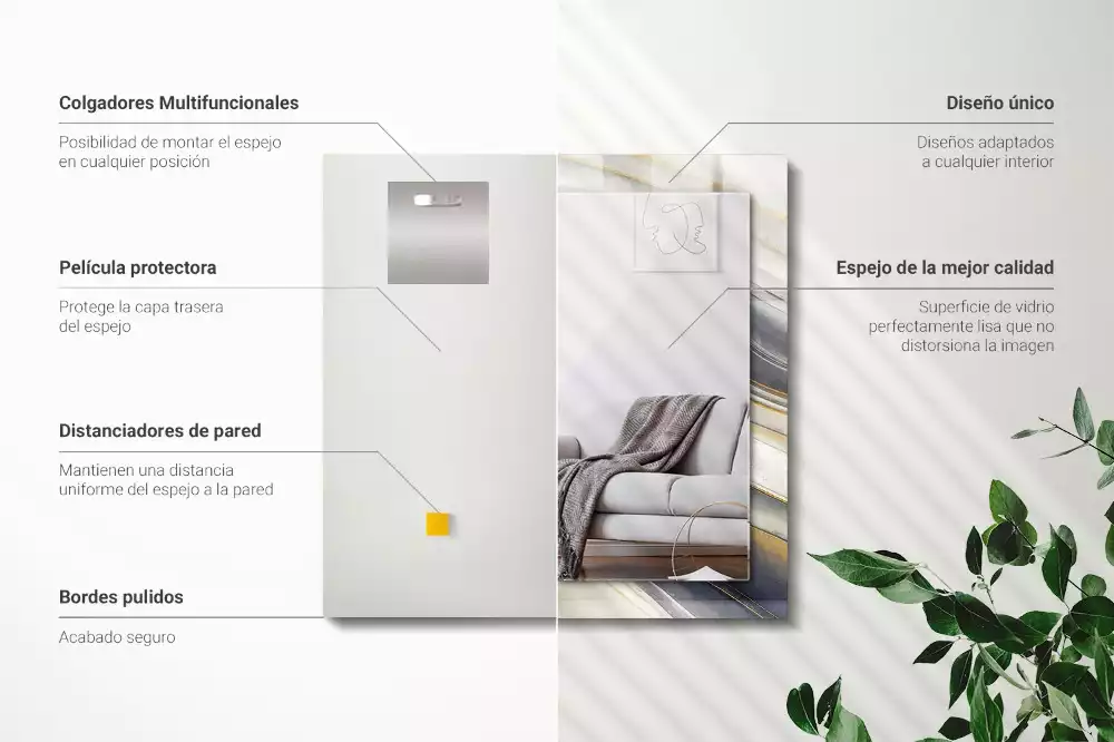 Rechthoekige spiegel met decoratie Abstracte kleurgolven