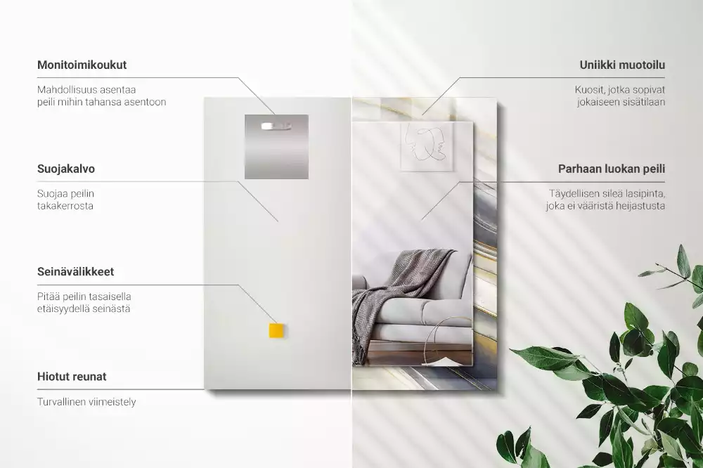 Rechthoekige spiegel met decoratie Abstracte kleurgolven