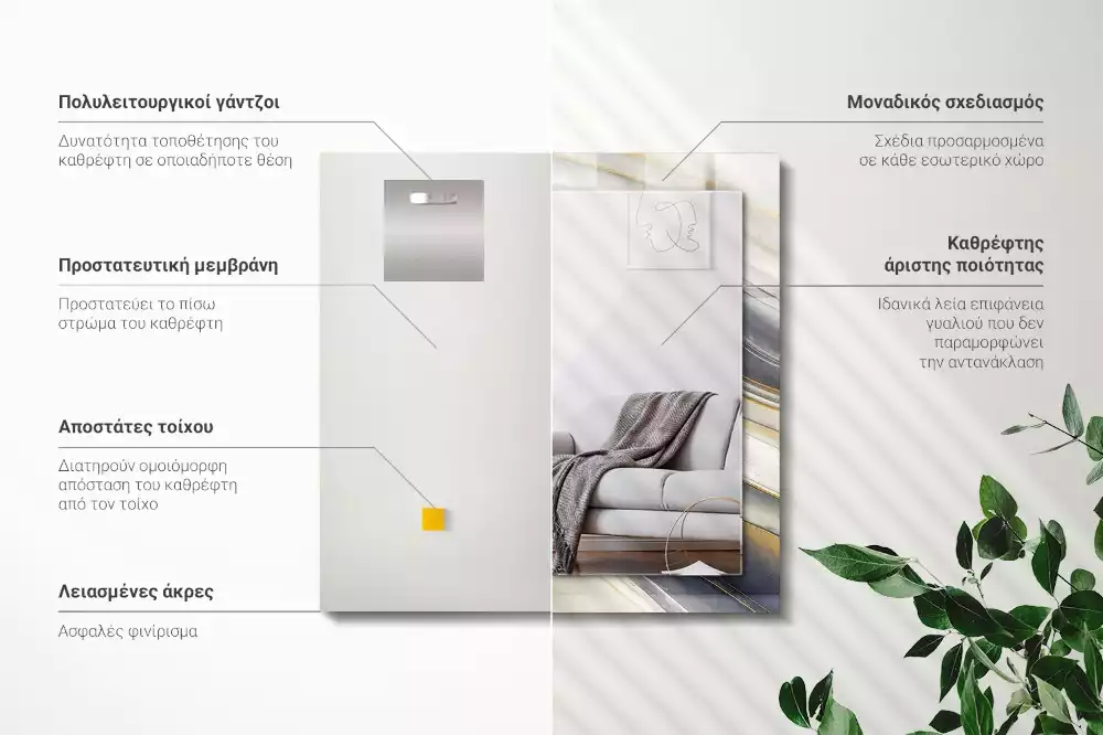 Rechthoekige spiegel met decoratie Abstracte kleurgolven