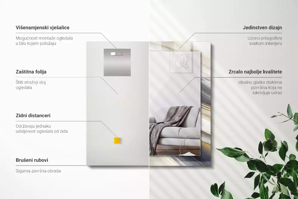 Rechthoekige spiegel met decoratie Abstracte kleurgolven