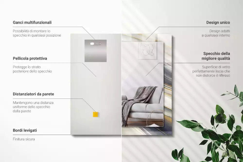 Rechthoekige spiegel met decoratie Abstracte kleurgolven