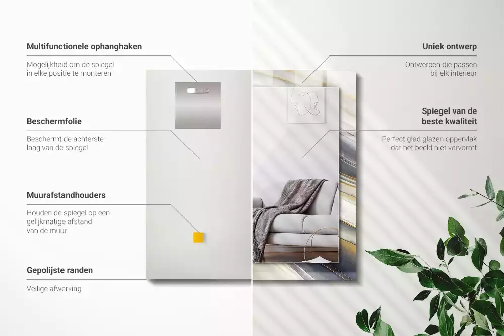 Rechthoekige spiegel met decoratie Abstracte kleurgolven