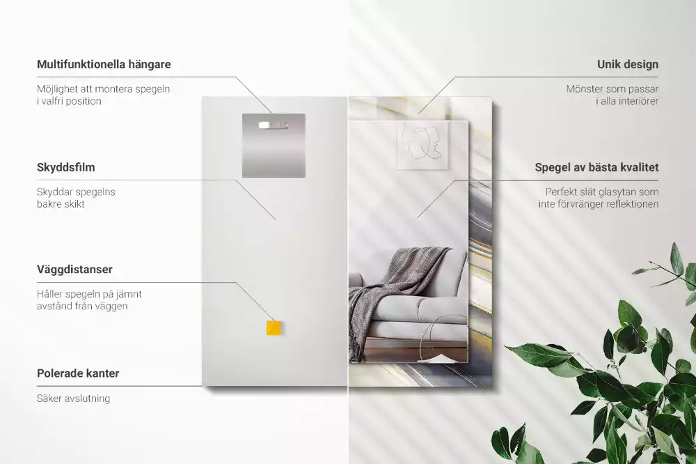 Rechthoekige spiegel met decoratie Abstracte kleurgolven