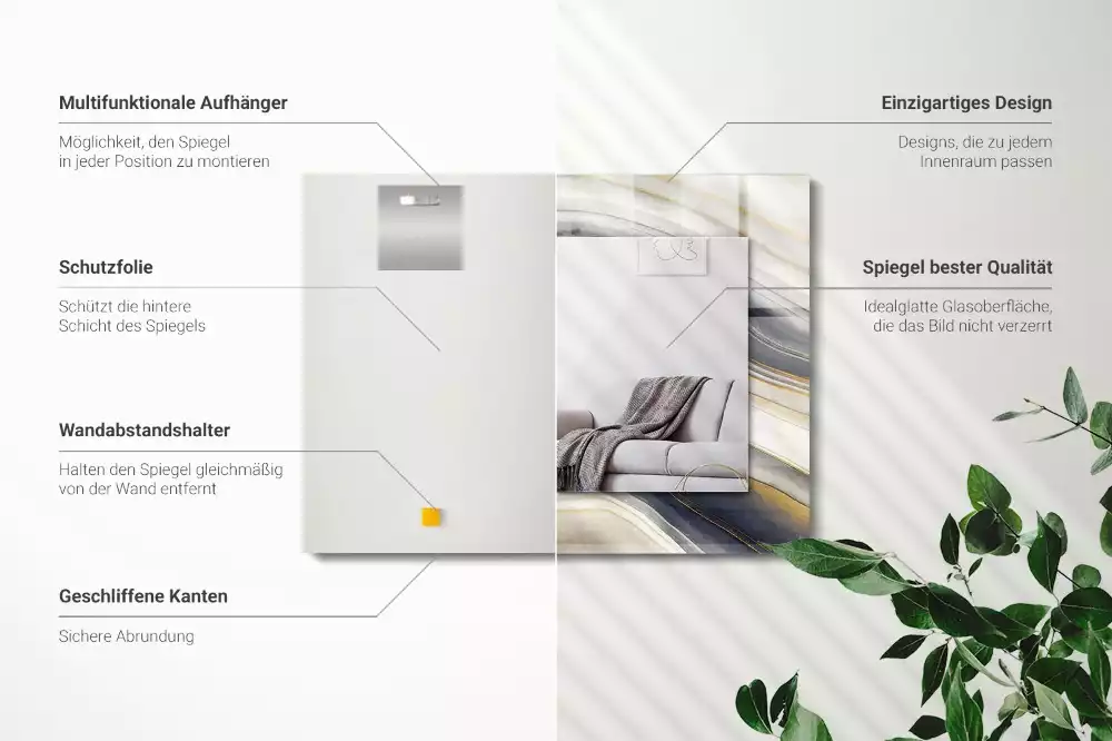 Rechthoekige spiegel met decoratie Abstracte kleurgolven