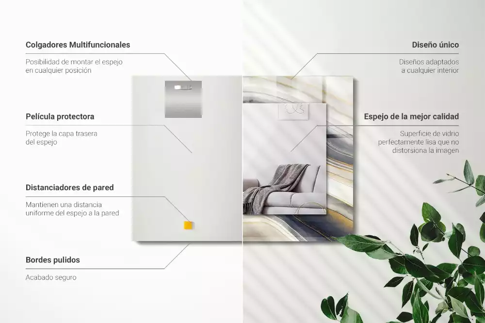 Rechthoekige spiegel met decoratie Abstracte kleurgolven