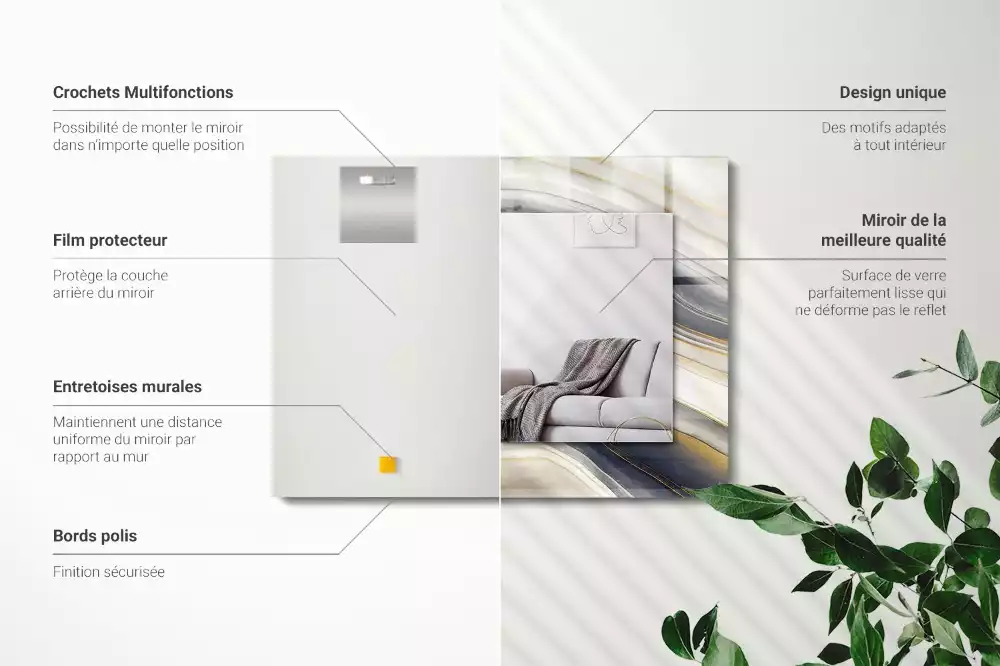 Rechthoekige spiegel met decoratie Abstracte kleurgolven