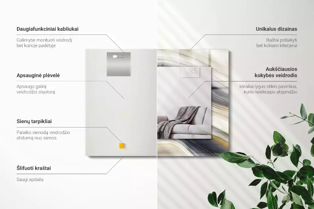 Rechthoekige spiegel met decoratie Abstracte kleurgolven