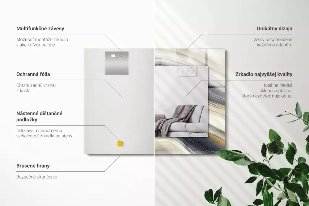 Rechthoekige spiegel met decoratie Abstracte kleurgolven