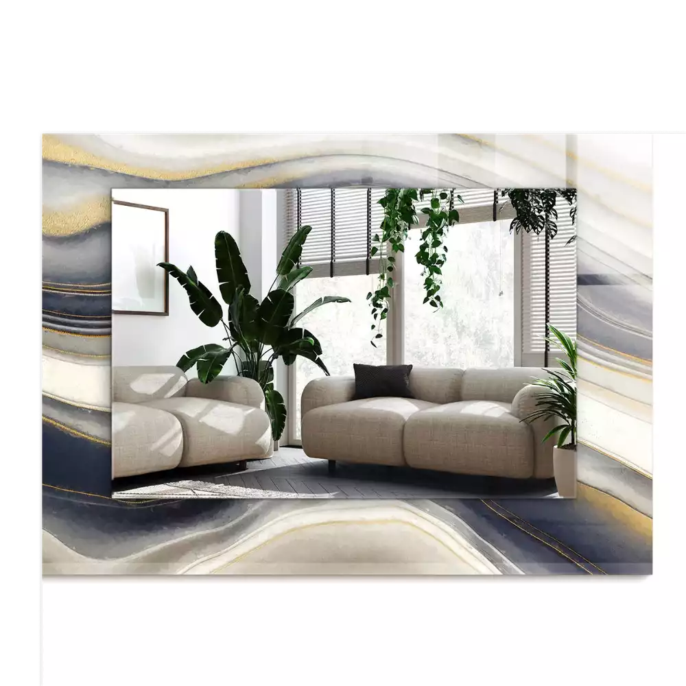 Rechthoekige spiegel met decoratie Abstracte kleurgolven