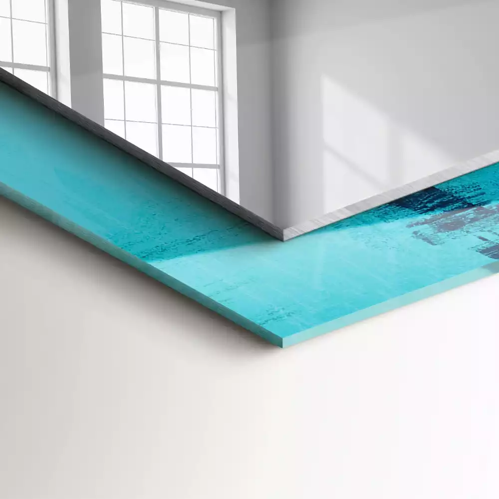 Rechthoekige spiegel lijst met print Abstracte blauwe kunst