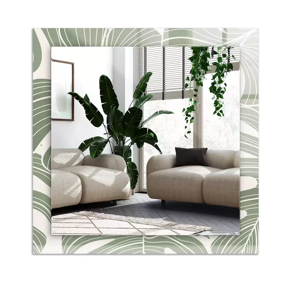 Rechthoekige spiegel met bedrukte lijst Monstera bladeren