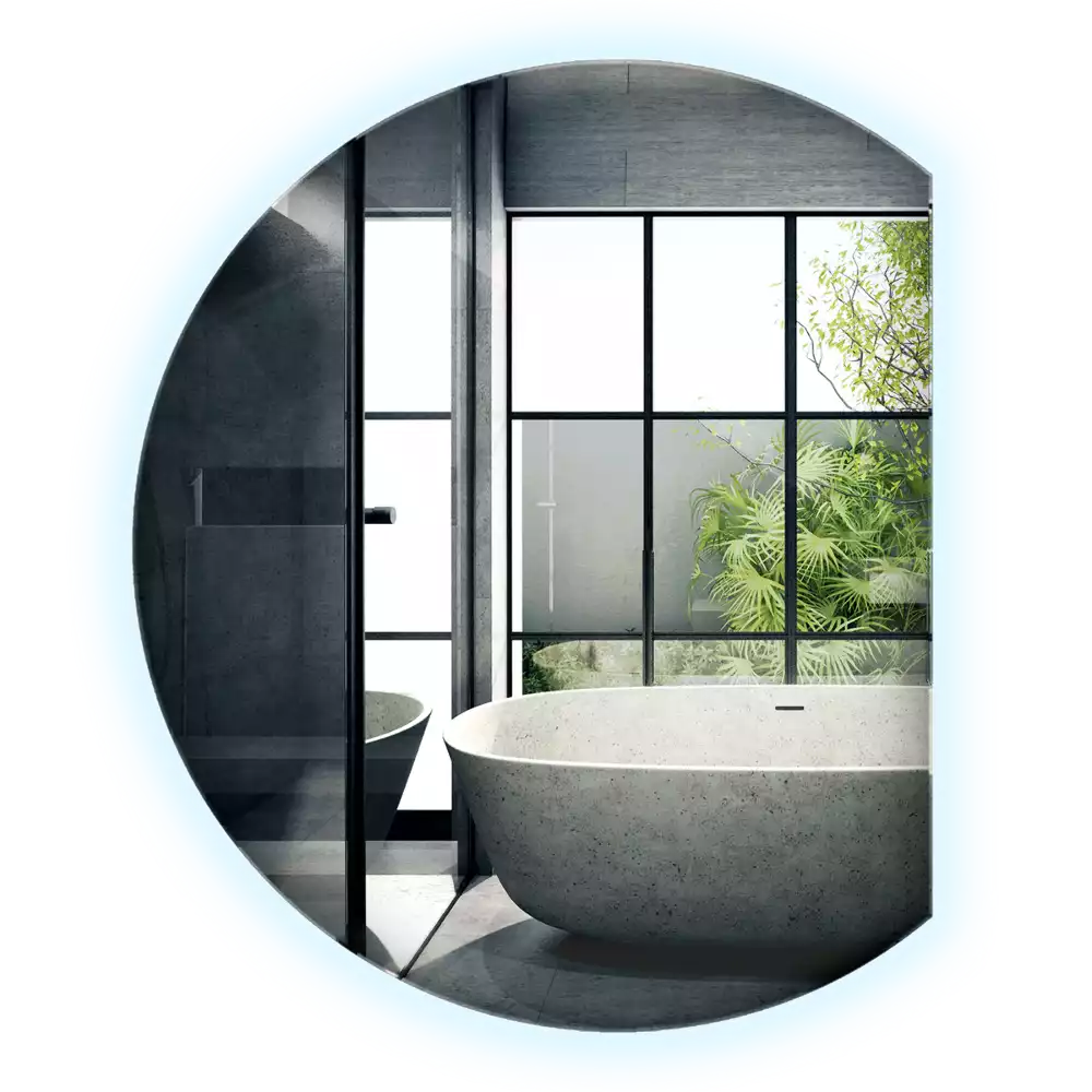 Ronde spiegel afgesneden met led verlichting