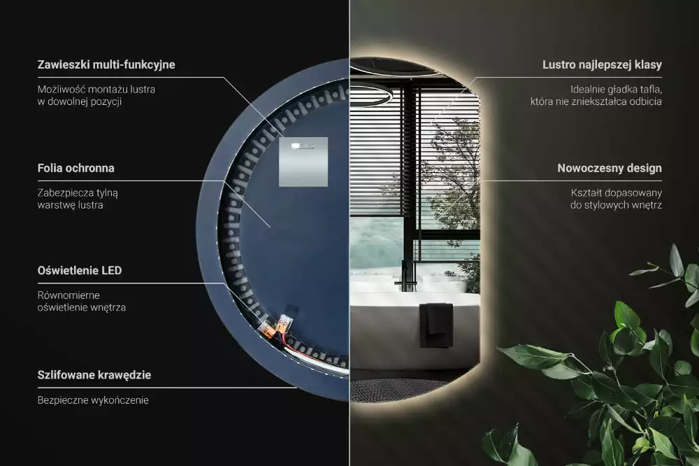 Ronde spiegel afgesneden met led verlichting