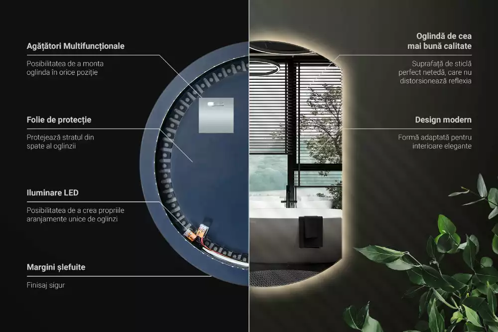 Ronde spiegel afgesneden met led verlichting
