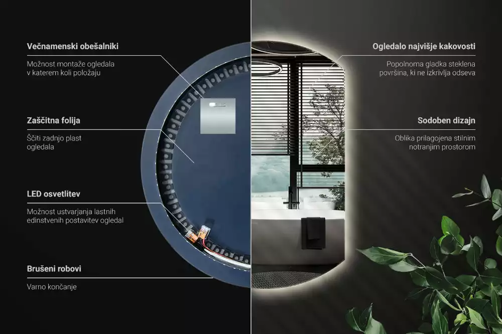 Ronde spiegel afgesneden met led verlichting