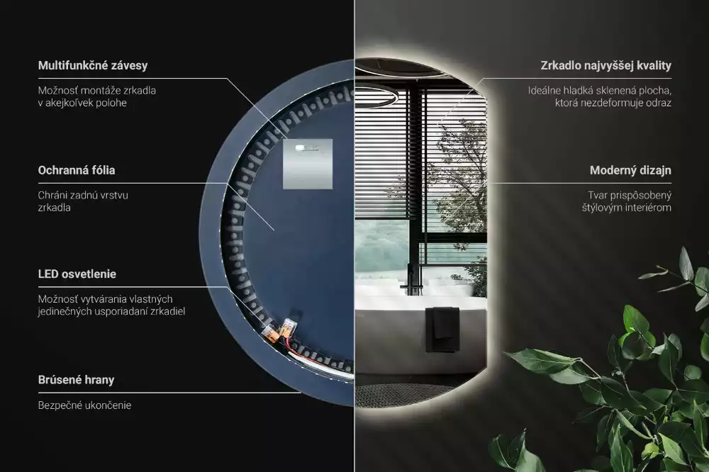 Ronde spiegel afgesneden met led verlichting