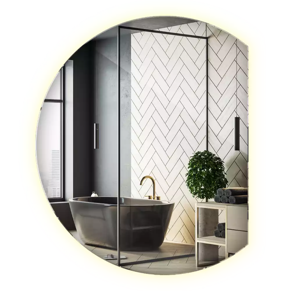 Ronde spiegel afgesneden met led verlichting