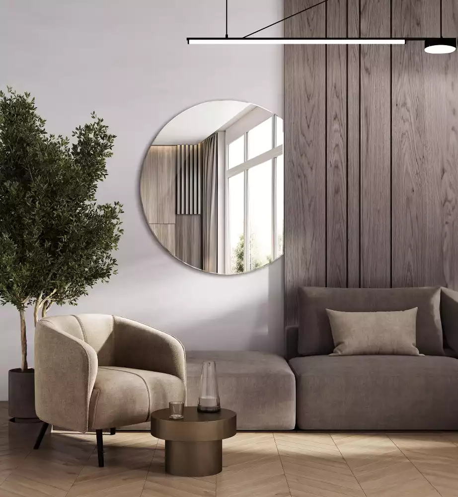 Spiegel rond afgesneden originele toevoeging