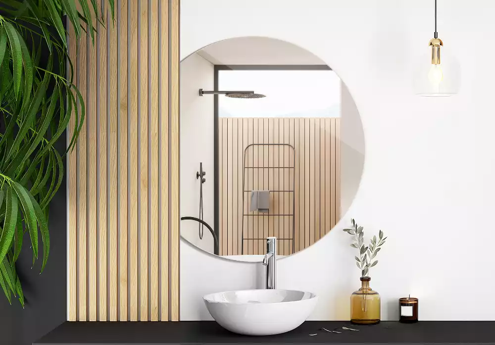 Spiegel rond afgesneden originele toevoeging