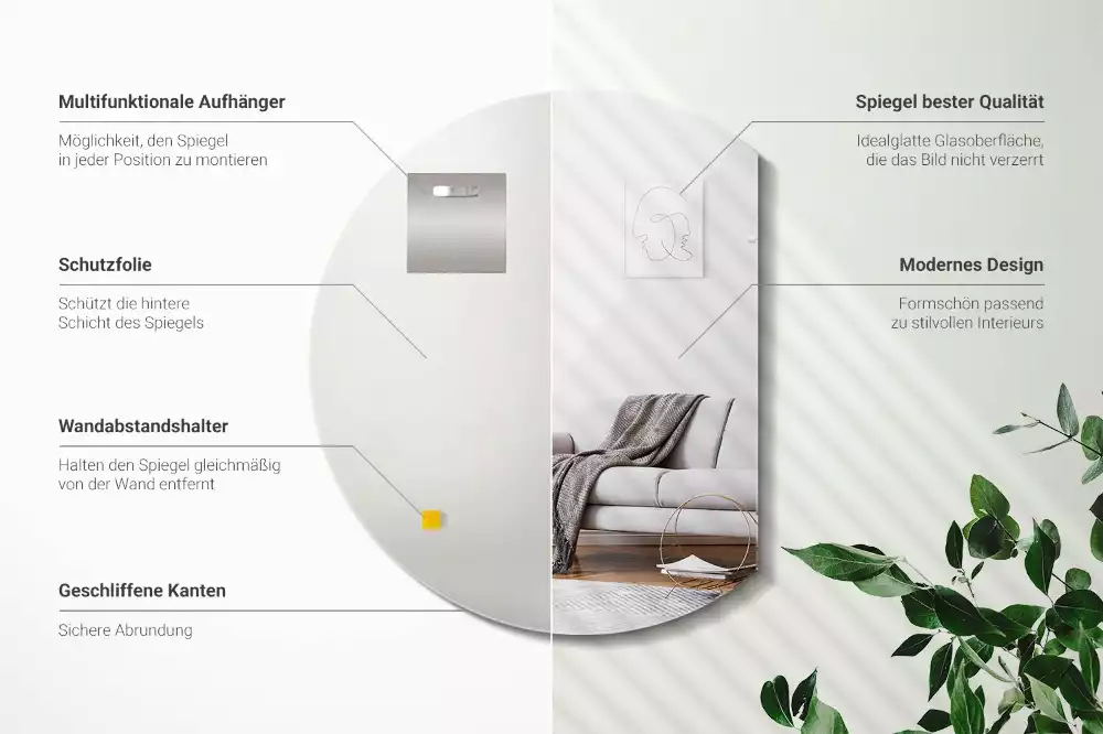 Spiegel rond afgesneden originele toevoeging