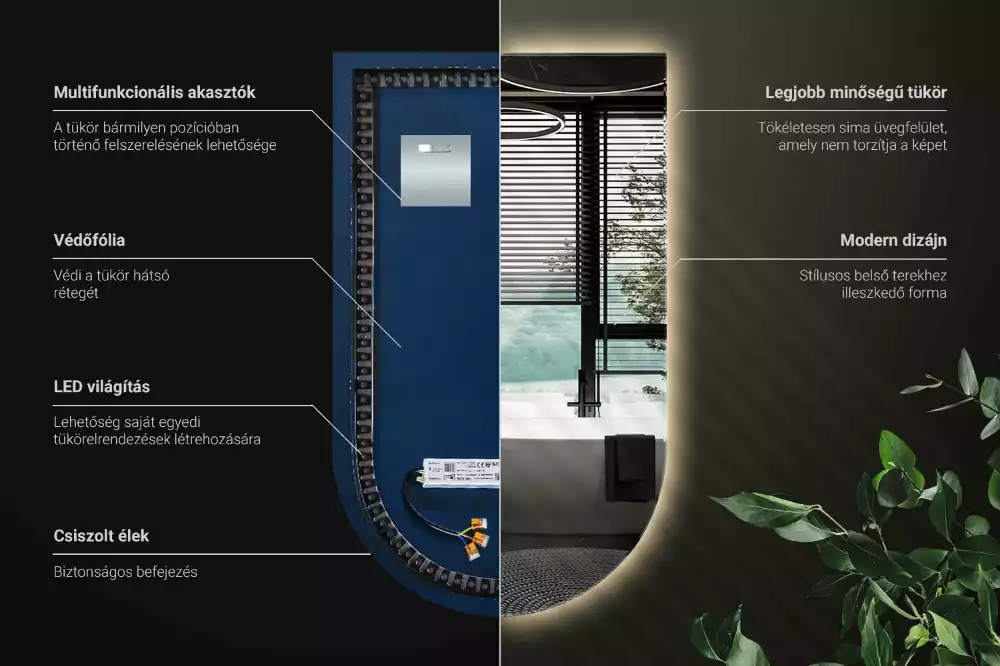 Boogspiegel met verlichting