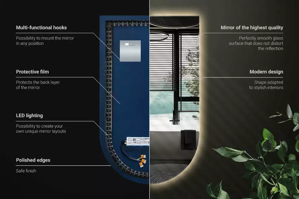 Boogspiegel met verlichting