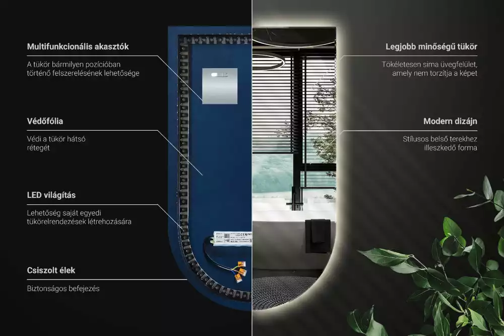Boogspiegel met verlichting