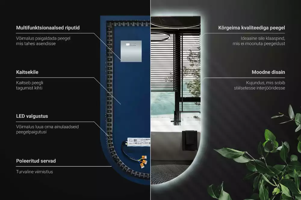 Boogspiegel met verlichting