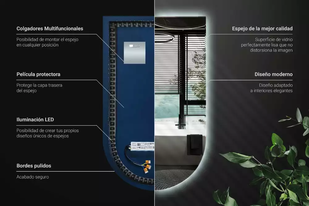 Boogspiegel met verlichting