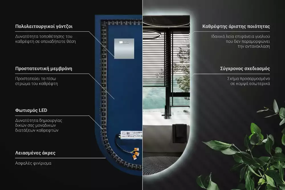 Boogspiegel met verlichting
