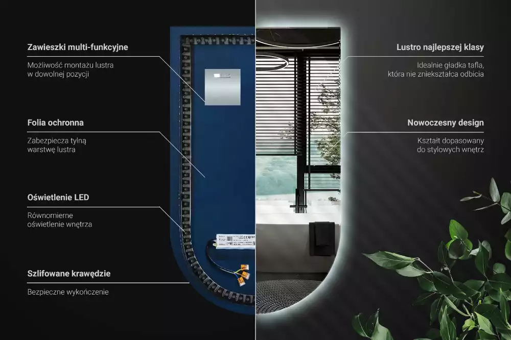 Boogspiegel met verlichting