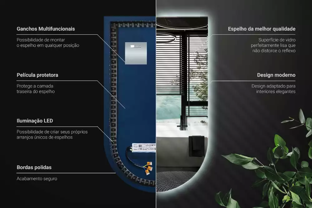 Boogspiegel met verlichting