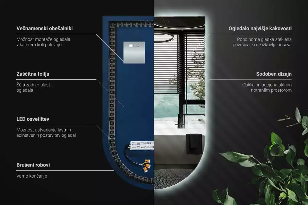 Boogspiegel met verlichting