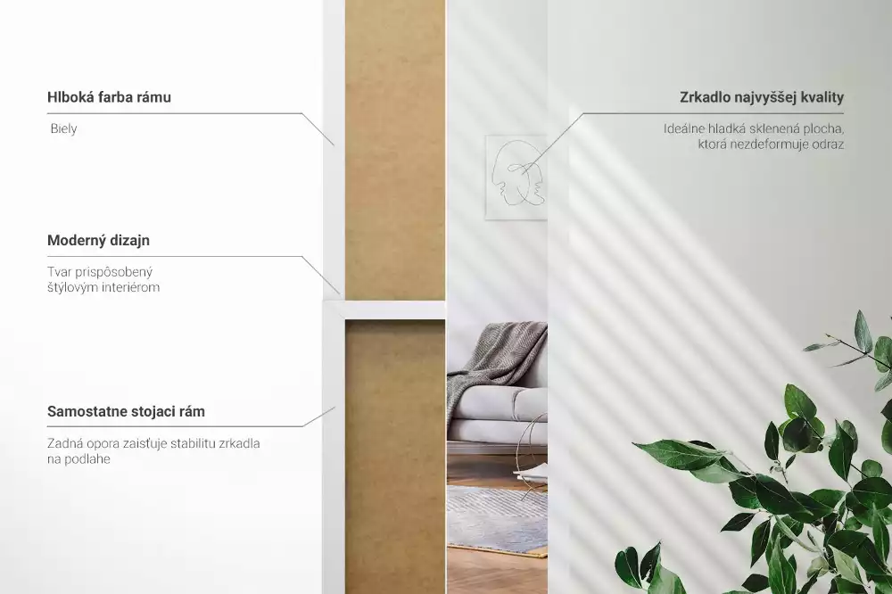 Staande spiegel in witte lijst