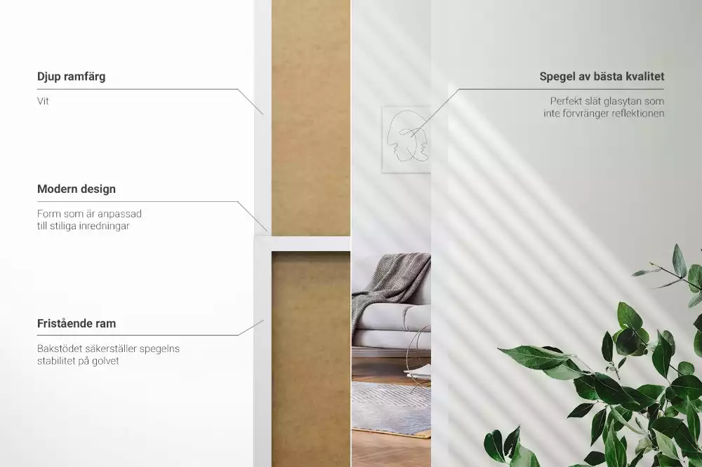 Staande spiegel in witte lijst