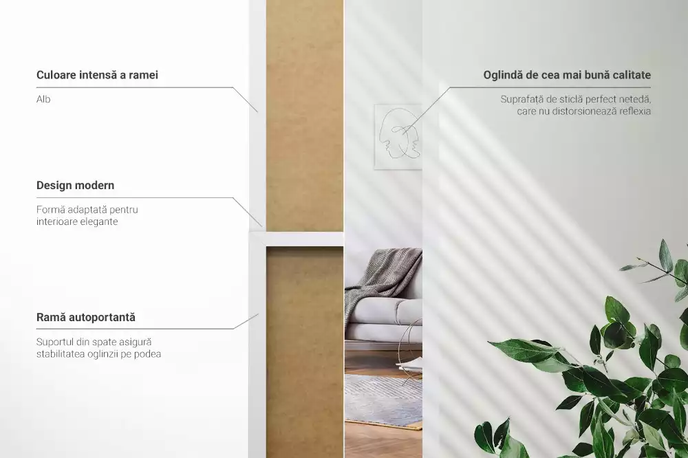 Staande spiegel in witte lijst