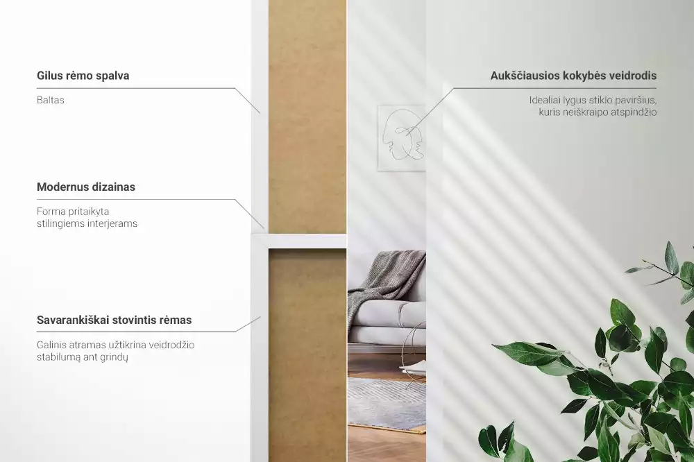 Staande spiegel in witte lijst