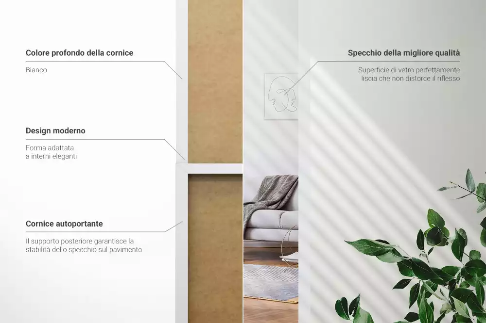 Staande spiegel in witte lijst