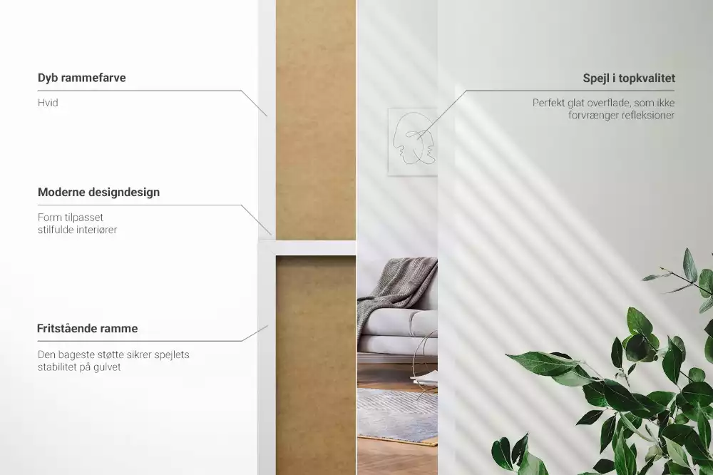 Staande spiegel in witte lijst