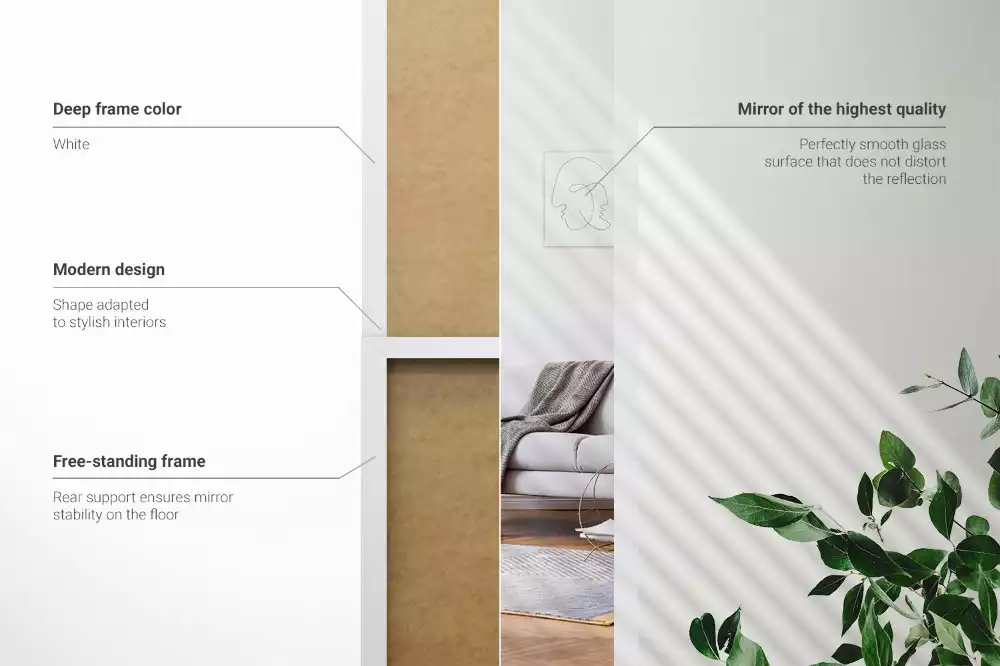 Staande spiegel in witte lijst