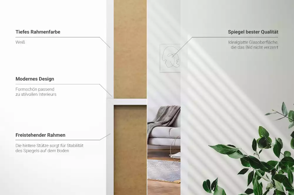 Staande spiegel in witte lijst